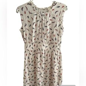 H & M Feather Dress White‎ Size 8 Cap Sleeve Lightweight Bohemian